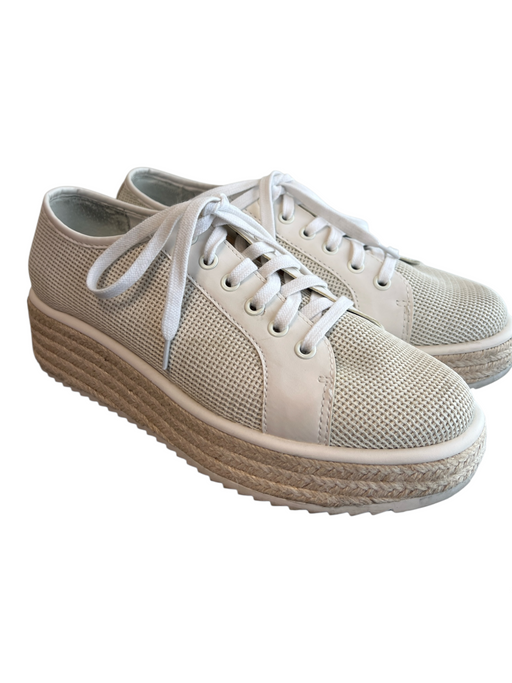 Dolce Vita Shoe Size 8.5 White & Beige Fabric Round Toe Lace Platform Shoes White & Beige / 8.5