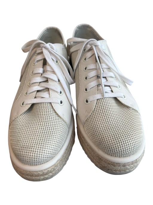 Dolce Vita Shoe Size 8.5 White & Beige Fabric Round Toe Lace Platform Shoes White & Beige / 8.5