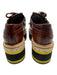 Prada Shoe Size 36.5 Brown Black Beige Leather Round Square Toe Fringe Loafers Brown Black Beige / 36.5