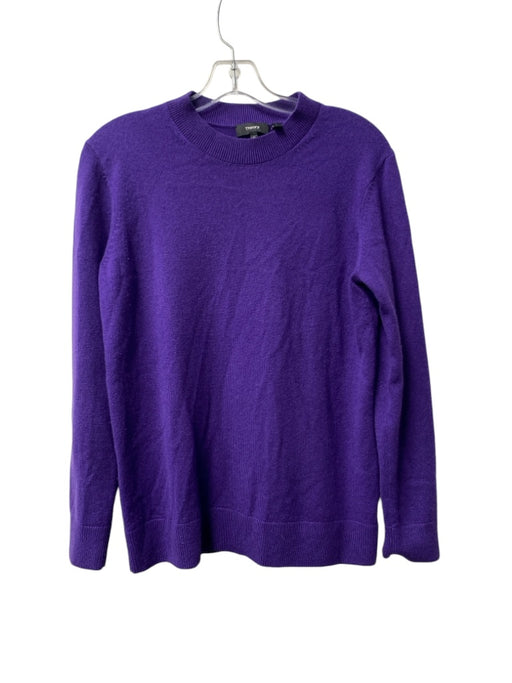 Theory Size Small Purple Cashmere Long Sleeve Crew Neck Ribbed Accents Sweater Purple / Small