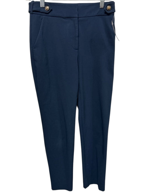 Veronica Beard Size 0 Navy Polyester Blend Zip Fly Trouser Straight Pants Navy / 0