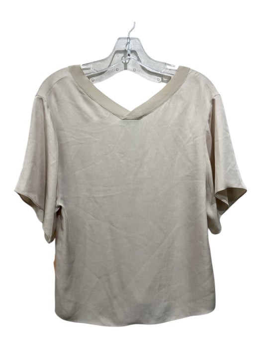 Vince Size XS Light Beige Triacetate V Neck Short Sleeve Top Light Beige / XS
