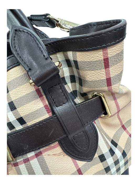 Burberry Tan, Brown, Red Coated Canvas Leather trim Nova Check Tote Bag Tan, Brown, Red / Medium