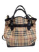 Burberry Tan, Brown, Red Coated Canvas Leather trim Nova Check Tote Bag Tan, Brown, Red / Medium