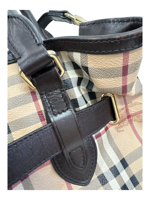 Burberry Tan, Brown, Red Coated Canvas Leather trim Nova Check Tote Bag Tan, Brown, Red / Medium