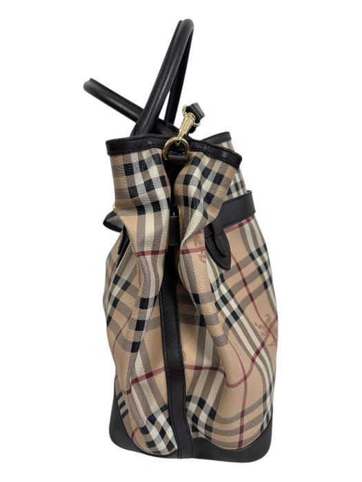 Burberry Tan, Brown, Red Coated Canvas Leather trim Nova Check Tote Bag Tan, Brown, Red / Medium