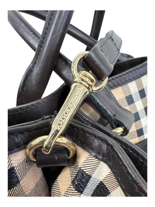 Burberry Tan, Brown, Red Coated Canvas Leather trim Nova Check Tote Bag Tan, Brown, Red / Medium