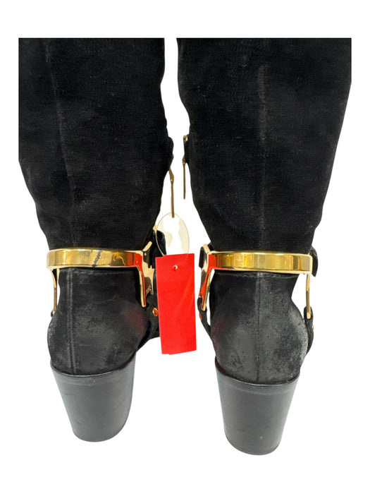 Prada Shoe Size 37 Black Leather Knee High Side Zip Stacked Heel Box Inc. Boots Black / 37