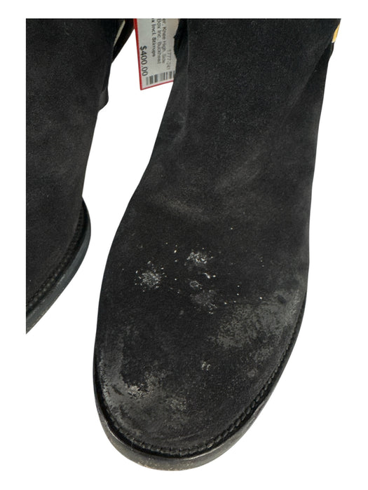 Prada Shoe Size 37 Black Leather Knee High Side Zip Stacked Heel Box Inc. Boots Black / 37