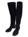 Prada Shoe Size 37 Black Leather Knee High Side Zip Stacked Heel Box Inc. Boots Black / 37