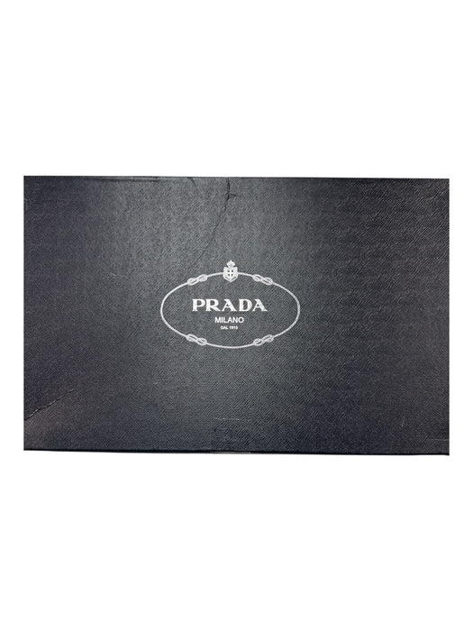 Prada Shoe Size 37 Black Leather Knee High Side Zip Stacked Heel Box Inc. Boots Black / 37
