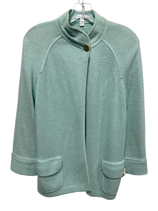St. John Size P Mint Green No Fabric Tag Knit High Neck One Button Jacket Mint Green / P