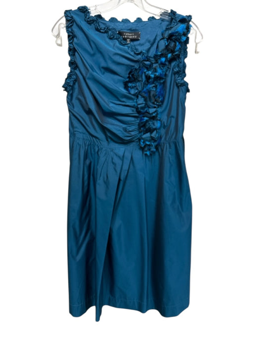 Robert Rodriguez Size 4 Blue Polyester Sleeveless Ruffle Trim Dress Blue / 4