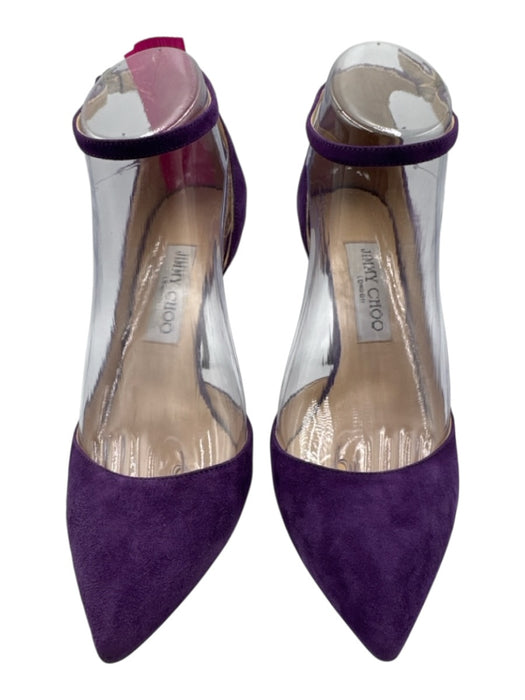 Jimmy Choo Shoe Size 38 Purple & Beige Leather Suede Stilletto Pointed Toe Pumps Purple & Beige / 38