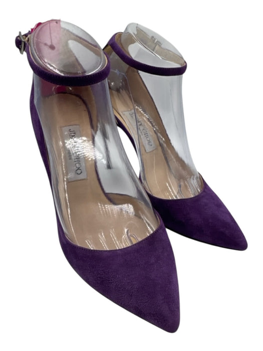 Jimmy Choo Shoe Size 38 Purple & Beige Leather Suede Stilletto Pointed Toe Pumps Purple & Beige / 38