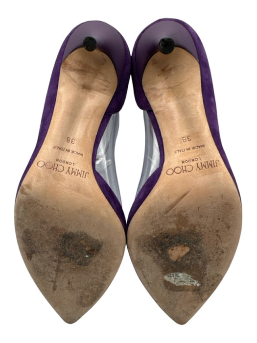 Jimmy Choo Shoe Size 38 Purple & Beige Leather Suede Stilletto Pointed Toe Pumps Purple & Beige / 38