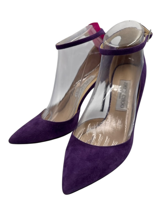 Jimmy Choo Shoe Size 38 Purple & Beige Leather Suede Stilletto Pointed Toe Pumps Purple & Beige / 38
