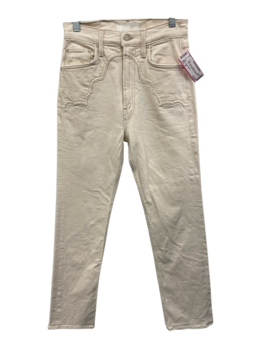 Mother Superior Size 26 White Cotton Straight Leg Zip & Belted High Rise Pants White / 26