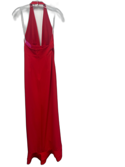 Lovers + Friends Size XXS Red Polyester Halter Neck Ruffle Front Split Dress Red / XXS