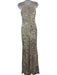 Betsy & Adam Beige & Silver Polyester Sleeveless Sequin Floral Maxi Dress Beige & Silver