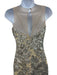 Betsy & Adam Beige & Silver Polyester Sleeveless Sequin Floral Maxi Dress Beige & Silver