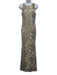 Betsy & Adam Beige & Silver Polyester Sleeveless Sequin Floral Maxi Dress Beige & Silver