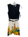 Shoshanna Size 2 Black White Yellow Round Beads Sleeveless Floral Back Zip Dress Black White Yellow / 2