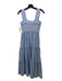 Gal Meets Glam Size 00 Blue & White Cotton Pinstripe Sleeveless Midi Dress Blue & White / 00