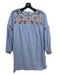 English Factory Size XS Blue & Multi Cotton Round Neck Embroidered Shift Dress Blue & Multi / XS