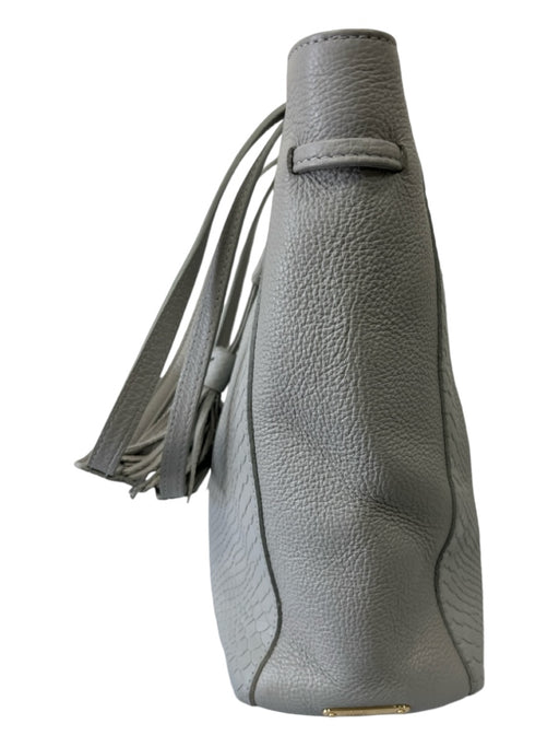 Gigi New York Gray Reptile Embossed Double Top Handle Tassel Shoulder Bag Bag Gray / M