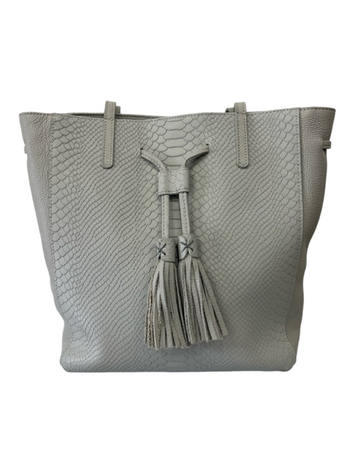 Gigi New York Gray Reptile Embossed Double Top Handle Tassel Shoulder Bag Bag Gray / M