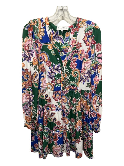 Hale Bob Size XS Green, Blue, Multi Polyester Blend Paisley Floral Print Dress Green, Blue, Multi / XS