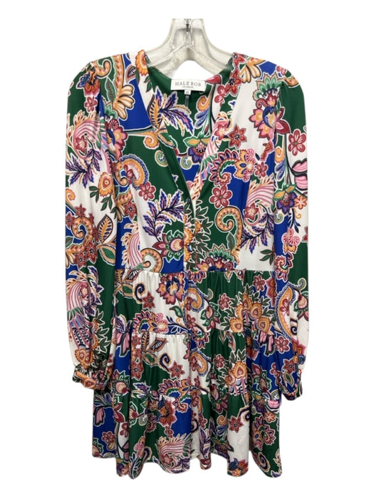 Hale Bob Size XS Green, Blue, Multi Polyester Blend Paisley Floral Print Dress Green, Blue, Multi / XS