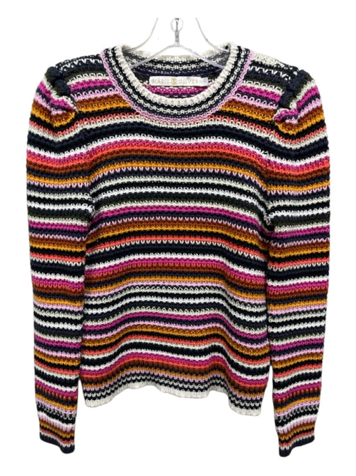 Marie Oliver Size XS Navy Blue, Pink, Orange Cotton Long puff sleeve Sweater Navy Blue, Pink, Orange / XS