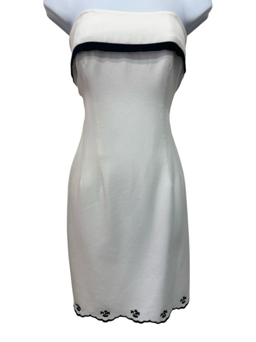 Shoshanna Size 2 White & Black Missing Fabric Tag Contrast Trim Sleeveless Dress White & Black / 2