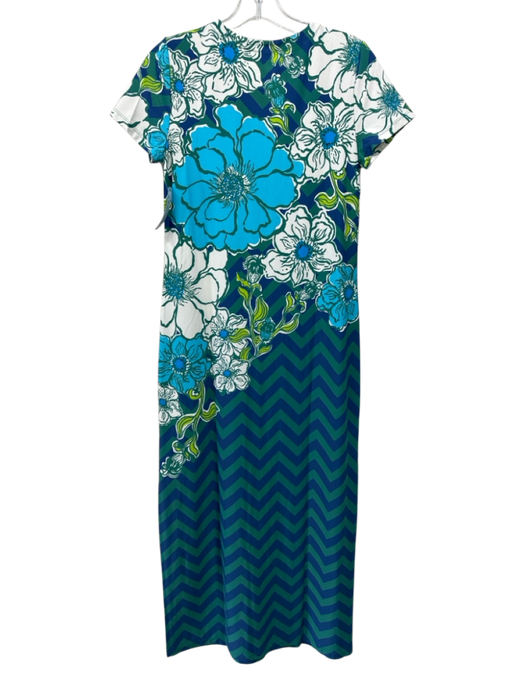 Lilly Pulitzer Size S Blue, Green & White Nylon Blend Floral Chevron Dress Blue, Green & White / S