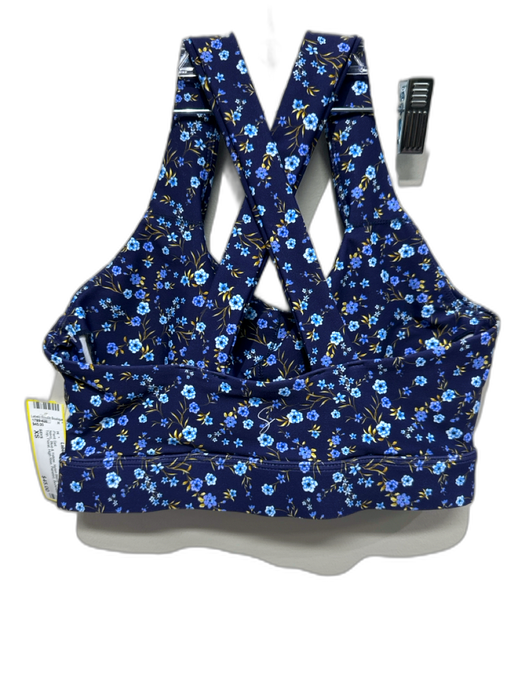 SSYS Size XS Navy, Blue & Yellow Nylon Blend Bra Top Floral High Rise Pant Set Navy, Blue & Yellow / XS