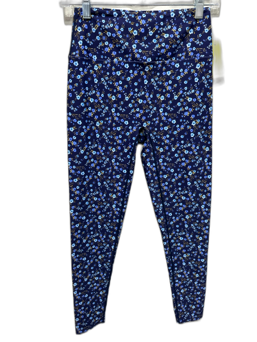 SSYS Size XS Navy, Blue & Yellow Nylon Blend Bra Top Floral High Rise Pant Set Navy, Blue & Yellow / XS