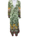 Alice + Olivia Size 6 Green, White, Multi Polyester Balloon Sleeve Maxi Dress Green, White, Multi / 6