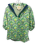 Emily McCarthy Size XXS Green, Blue, White Cotton Half Puff Sleeve Fans Top Green, Blue, White / XXS