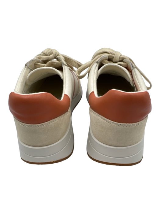 Vince Shoe Size 7 Cream & Orange Leather Upper Round Toe Lace Up Sneakers Cream & Orange / 7