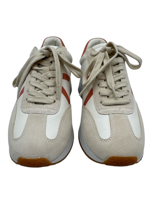 Vince Shoe Size 7 Cream & Orange Leather Upper Round Toe Lace Up Sneakers Cream & Orange / 7
