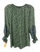 Rungolee Size XXS Green, Blue, White Long Sleeve Embroidered Abstract Print Top Green, Blue, White / XXS