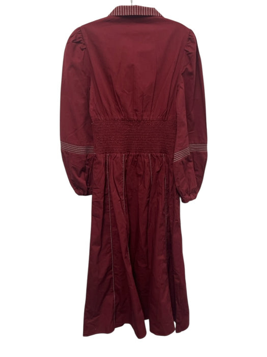 Never a Wallflower Size XS Burgundy Red Cotton Long Sleeve Contrast Stitch Dress Burgundy Red / XS