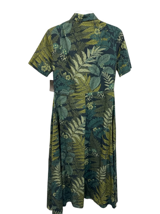 Never a Wallflower Size XS Mixed Greens Cotton Botanical Button Detail Dress Mixed Greens / XS