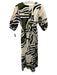 Maude Vivante Size XS Beige, Green, Black Cotton Abstract Midi Dress Beige, Green, Black / XS