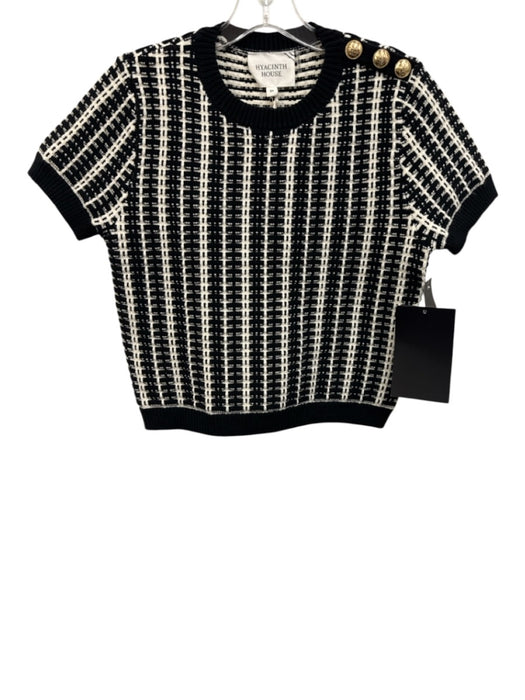 Hyacinth House Size XS Black & Cream Acrylic Blend Knit Button Shoulders Sweater Black & Cream / XS