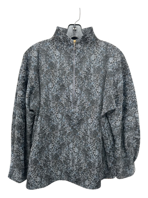 Ann Mashburn Size M Black, Gray, BLue Polyester & Cotton 1/4 Zip Sweater Black, Gray, BLue / M