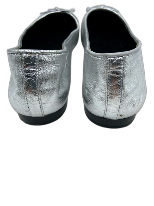 Tory Burch Shoe Size 9 Silver & Black Leather Metallic Cap Toe Flats Silver & Black / 9
