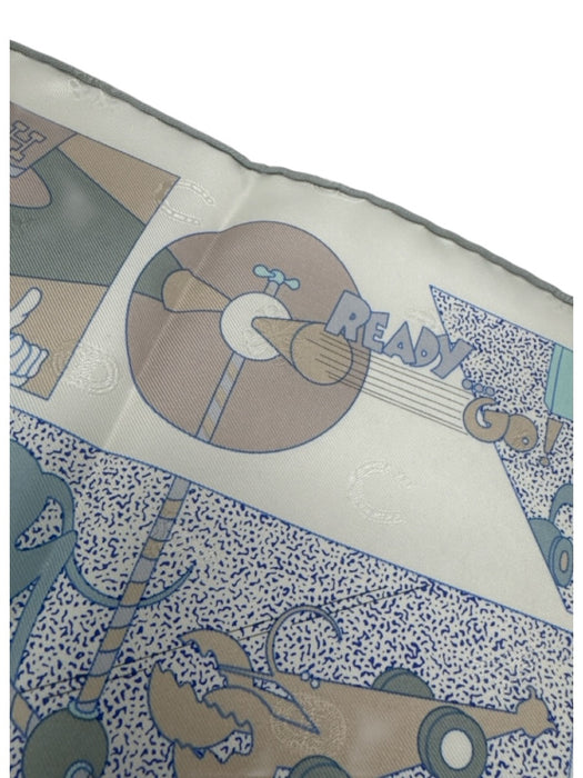 Hermes Green, Blue, Multi Silk All Over Print scarf Green, Blue, Multi / One Size